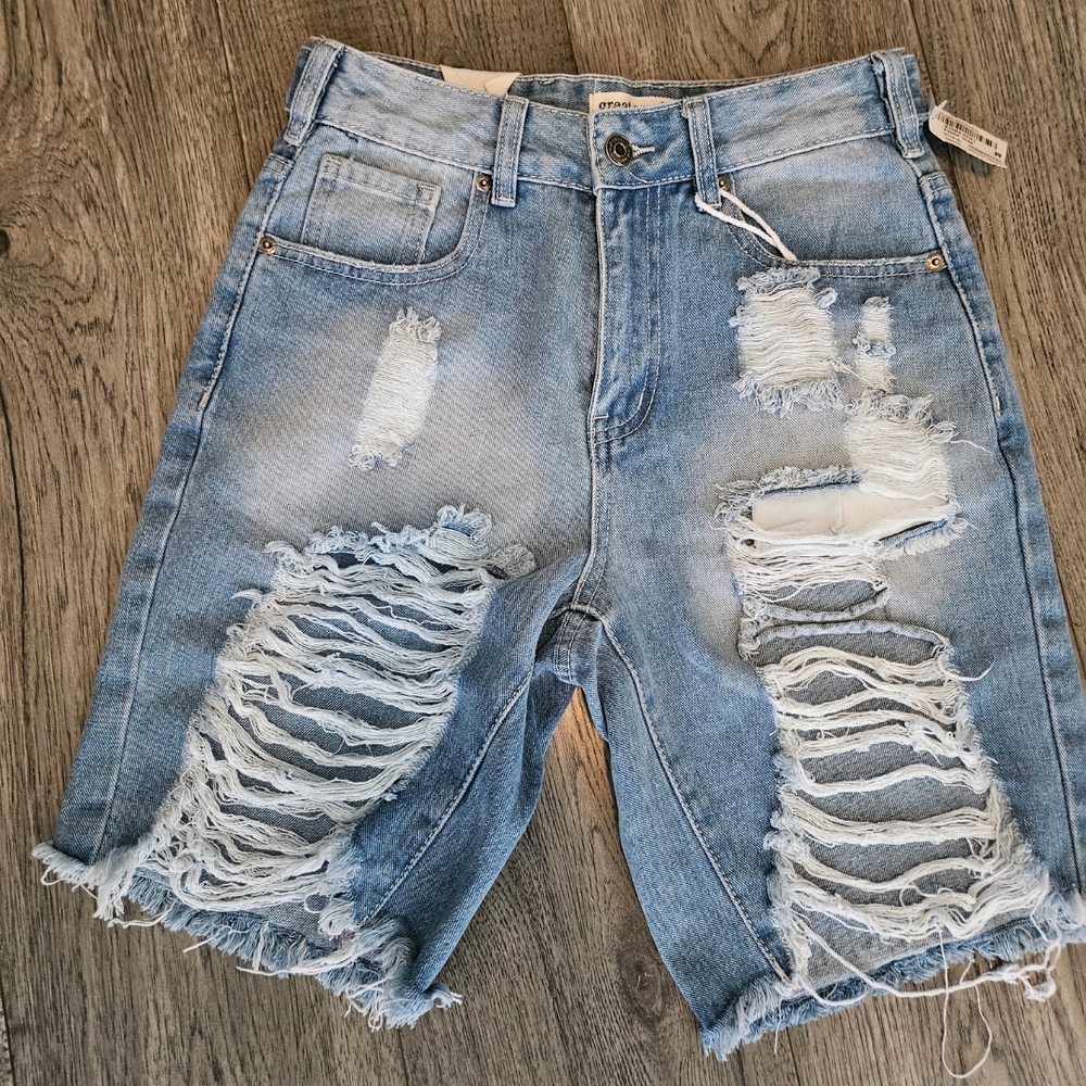 Distressed Denim Shorts